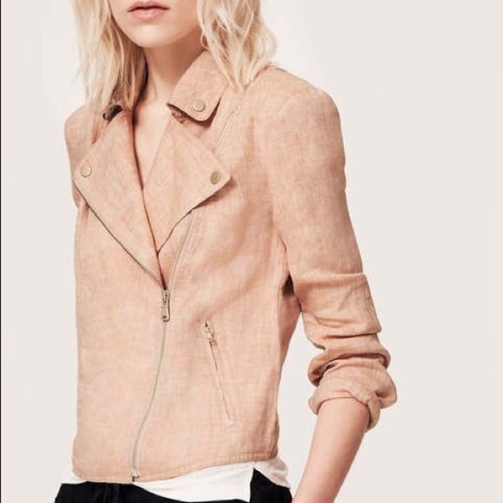 LOFT Lou & Grey Blush Linen Moto Jacket